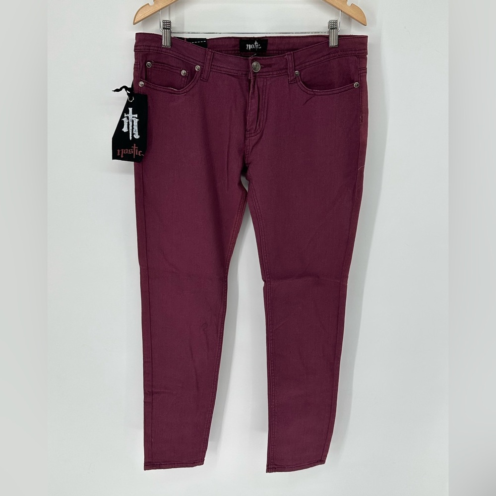 NEW NOSTIC WOMEN'S Sz 15/16 Purple Grapevine Stretch MIDRISE SKINNY JEANS Y5